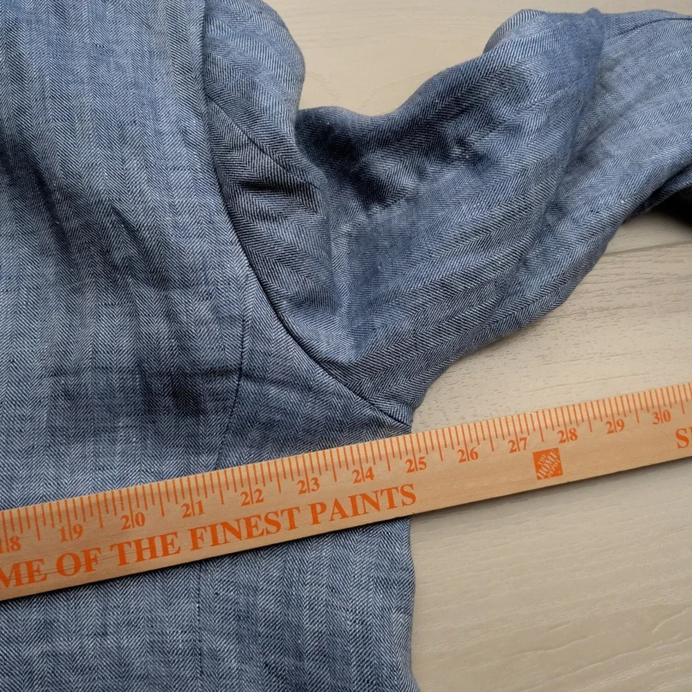 Tailorbyrd Collection 100%‎ Linen Blazer Sport Coat Mens 50R Blue Herringbone